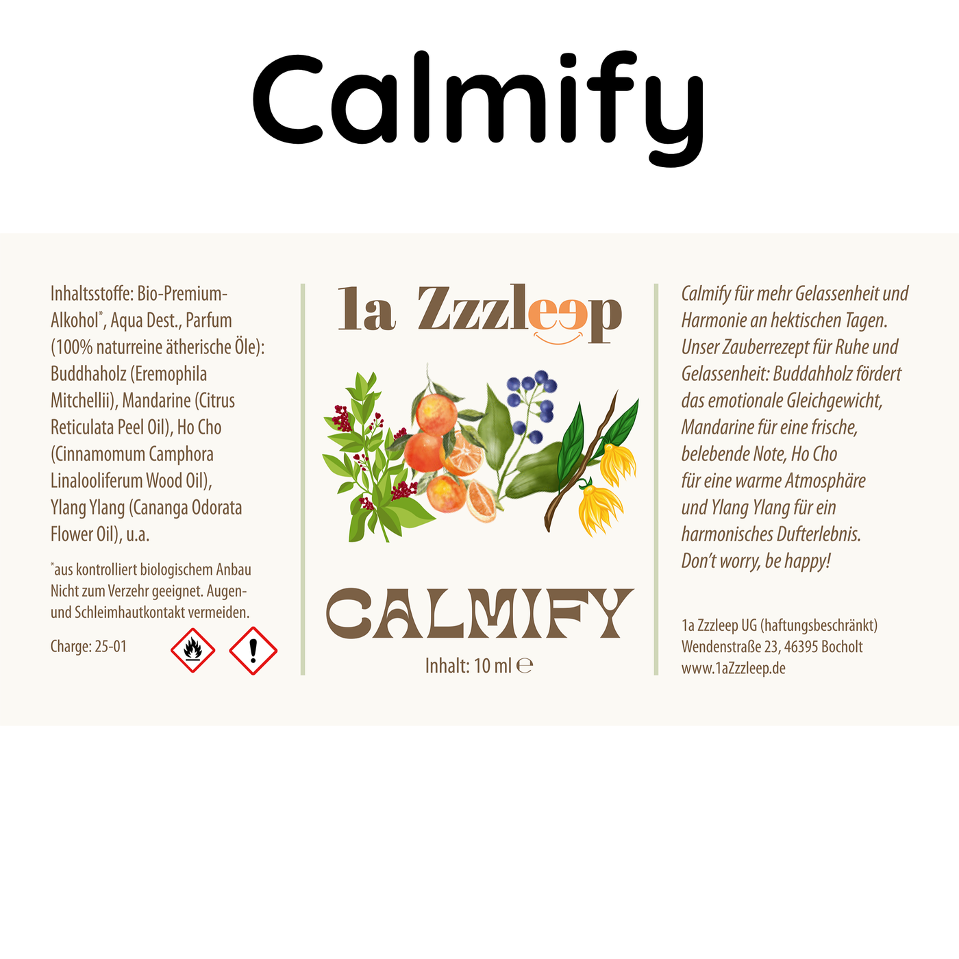 Anti Stress Duft Calmify gegen Stress und Burnout Etikett