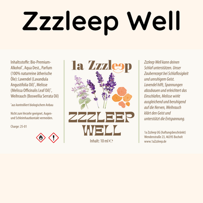 Schlafduft Zzzleep Well für guten Schlaf Etikett